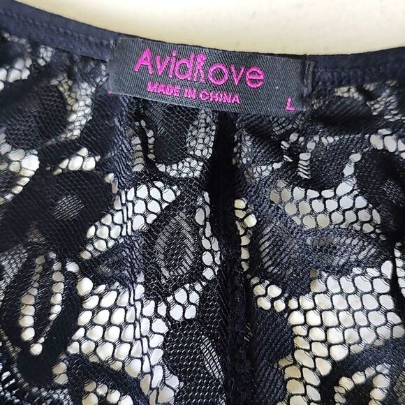 Avidlove Size Large Black Lace Sheer Halter Bralette - Picture 8 of 10